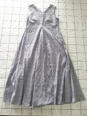 ◇ ⊂ Simplicite チェック柄 Vネック ノースリーブ ロング ワンピース ブルー ホワイト系 マルチ レディース E  【1507230007674】