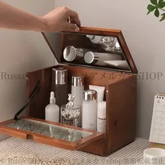 アンティーク　レトロ化粧BOX 二段引き出し クリーム色 クーポン利用で5%OFF！7月22日AM10:00まで】【直送