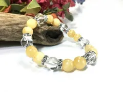 アラゴナイト×水晶 パワーストーン ブレスレット 天然石ブレス　10mm (ロンデル：シルバー) メンズ・レディース　浄化済み △