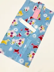 «花ラブリ» GY293PB100☆肩上げ腰上げ済☆　新品 　浴衣  １００サイズ　キッズ　ガールズ　女の子　女児　ハート　水色　ウサギ　うさぎ　花　和装