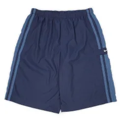 ナイキ NIKE 00s 2000年代 トラックパンツ ナイロンショーツ ジャージ ハーフパンツ スポーツ スウォッシュロゴ 刺繍 Y2K USA ヴィンテージ アメリカ 古着 メンズ ショートパンツ ネイビー / 紺 XL【中古】