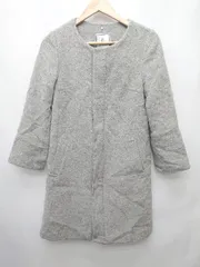 ◇ ROPE PICNIC ロペピクニック 通勤 シンプル 長袖 ノーカラーコート サイズ36 グレー レディース P  【1403180011962】
