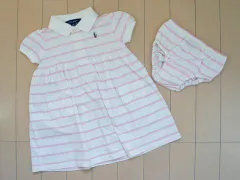 ラルフローレン ralph lauren アウトレット 子供服 女の子 80cm ベビー服 半袖 ワンピース カバーパンツ 2点 ボーダー 白 ピンク 春 夏 ★3 セットアップ ガールズ キッズ ベビー 【中古】 ユーズド 子ども服
