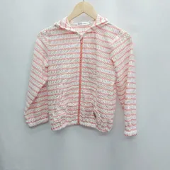 ◇ BeBe 長袖 メッシュパーカー サイズ140 ホワイト ピンク レディース E  【1406050072254】