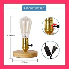 【スタッフおすすめ！】Injuicy照明デスクライトノルディック木製ラウンドベース、スイッチ付きE27 Ledテーブルランプ目に優しい 電球色 読書・勉強・仕事ランプ 寝室ライト ベッドサイドランプ デスクスタンド おしゃれ (ウッドカラー