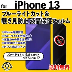【iPhone13】ブルーライトカット&覗き見防止 iPhone液晶保護フィルム のぞき見防止 プライバシー保護 クリーナー付き ガラスフィルム 強化ガラス プライバシー保護 画面保護 ハイブリッド サーティーン
