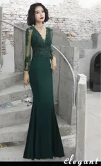 エレガントなデザインのロングドレス【結婚式・パーティーに最適】【年中対応】