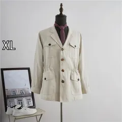 [XL]メンズ ファッション 服 用 オシャレ シンプル 大人 かっこいい 大きいサイズ ストリート 紳士服 アメリカン ハンティング ジャケット サマー リネン スーツ レトロ ジャケット カジュアル ワークウェア トップ