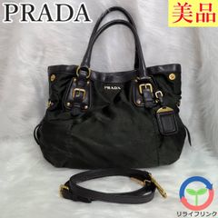 美品 PRADA ジャガード 2WAY ハンドバッグ ショルダー レザー プラダ グリーン ブラウン ナイロン A4 テスート ゴールド金具 ストラップ ネームタグ トート レディース メンズ ユニセックス 男女兼用
