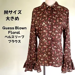 GUESS ヴィンテージ ブラウス トップス Mサイズ ブラウン 花柄のサムネイル