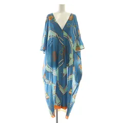 マニプリ manipuri スカーフ柄 ワンピース ロング F ブルー /HK ■OS