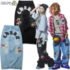 ガルフィー GALFY チャカパッチデニム2 デニム ジーンズ パンツ 拳銃 ピストル 152084 #20 BLACK #73 LIGHT INDIGO L XL ヤンキー TGC ギャル コギャル