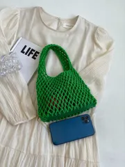 バッグ レディース ハンドバッグ ポリエステルスレッド フック メッシュアイリッド裏地 マルチカラー ソリッドカラー ストリング ニット ハンドバッグ アーガイル柄 軽量 大容量 かわいい ファッション キルトバッ