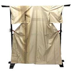 K0291 美品 逸品 紬地 花織調 刺繍 シックで素敵 正絹 訪問着