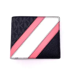 【中古】美品 MICHAEL KOSE マイケルコース シグネチャー レザー 二つ折り 財布 eH07140A