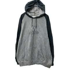 adidas ロゴスウェット パーカー XL グレー ライトグレー 切替 アディダス プルオーバー 裏起毛 古着卸 アメリカ仕入 a704-5208