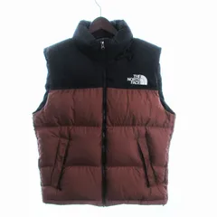 ザノースフェイス THE NORTH FACE ヌプシベスト ダウン ジップアップ 刺繍ロゴ ND92338 ナイロン バイカラー 黒 茶系 ブラック ブラウン系 Lのサムネイル