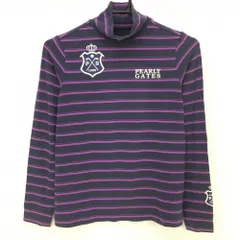 パーリーゲイツ 長袖ハイネックシャツ グレーネイビー×パープル ボーダー 表微起毛 レディース 0(S) ゴルフウェア PEARLY GATES