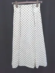 ◇ Θ プロポーションボディドレッシング ドット ロング フレア スカート サイズS ホワイト ブラック系 レディース E  【1507010007320】