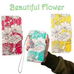 iPhone13 ケース 手帳型 花柄 黄色 イエロー 緑 グリーン 赤 レッド カバー 鏡 ミラー ストラップ 革 レザー 送料無料 安い スマホケース