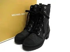 ■極美品■ MICHAEL KORS マイケルコース MK柄 PVC ショートブーツ 表記サイズ 7M (約24.0cm) 靴 シューズ ブラック系 BK9139