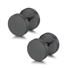 ピアス メンズ シンプル メンズピアス 黒 6mm サージカルステンレス スタッドピアス つけっぱなし ネジ式 ジュエリー 男女兼用 両耳用 キャッチ 人気 おしゃれ プレゼント レディース ファーストピアス ブラック 2個セット
