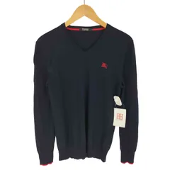 バーバリーブラックレーベル BURBERRY BLACK LABEL ロゴ刺繍 ラム ウール Vネック ニット セーター メンズ JPN：2 