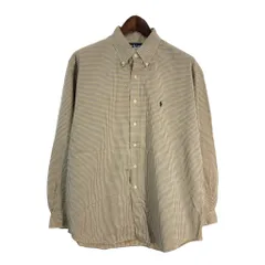 90年代 RALPH LAUREN ラルフローレン BLAIRE ボタンダウン 長袖シャツ チェック イエロー (メンズ L) 中古 古着 S6273