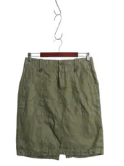 【お得なクーポン配布中!】 J CREW 100% リネン スカート レディース M 程 無地 ひざ丈 ひざ上丈 ミニスカート ヘリンボーン ヴィンテージ イギリス軍 アーミー カーキ