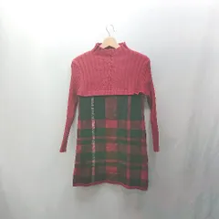 ◇ ⊇ FRENCH PAVE フレンチパヴェ ニット 長袖 ミニ丈 ワンピース サイズ表記なし レッド系 レディース E  【1503050014571】