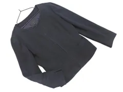 UNTITLED アンタイトル ウール混 ノーカラー ジャケット size2/濃紺 ◇■ レディース