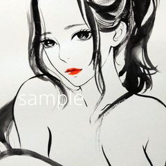 手描きイラスト　2378　肉筆原画　絵画　鉛筆画　和装　美人画 肉筆原画 絵画 日本画 墨絵 美人画 水墨画 和装 - メルカリ