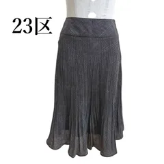 23区  レディース スカート ひざ丈プリーツスカート マーメイドスカート グレー グレンチェック 32 冬