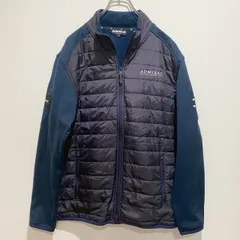 ADMIRAL GOLF アドミラルゴルフ　ユニセックス　アウター　ジャケット　ジャンパー　キルティングジャケット　ゴルフウェア　スタンドカラー　フルジップ　無地　刺繍　ブランドロゴ　ライオン　ネイビー　LLサイズ　スポーツ　カジュアル　SU444h874