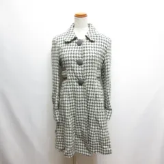 ピンキーガールズ リュクス Pinky Girls LUX 千鳥格子柄 ウール混 コート S グレー ステンカラー Aライン 裏地付き