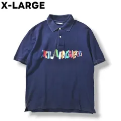 【人気】 エクストララージ X-LARGE カラフルロゴ プリント 半袖 カノコ ポロシャツ L ネイビー メンズ