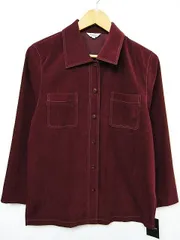 ④【送料無料】【新品未使用】Chenier FEMININE スエード調 シャツジャケット ワインレッド ミセス Mサイズ9号 秋冬用■管理番号L26387AWS23-221013-50 （4）5/22