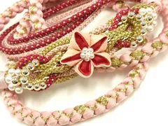 平和屋着物●和装小物　振袖用帯締め　装飾　つまみ細工　パール　ビーズ　金糸　逸品　AAAY7982ay