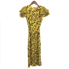 美品 Kate spade ケイトスペード ドレスワンピース　マッチ棒柄 ワンピース サイズ:0  イエロー  レディース 　240001152053