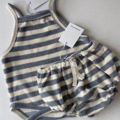 Cornflower Blue Stripe Baby Vest Bodysui