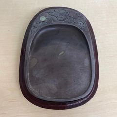 中国　硯　眼柱　龍彫刻　端渓硯　書道　書