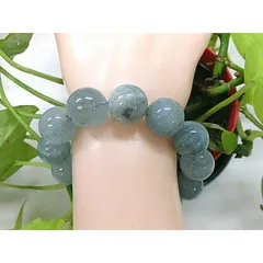 天然石 アクアマリンブレスレット14.5～15.5ｍｍ玉 内周18.1cm