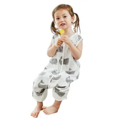 ☆ クジラ ☆ XXL ☆ ベビー キッズ スリーパー ガーゼ 前開き gkid6004 スリーパー キッズ ガーゼ 前開き ベスト 着る毛布 寝冷え防止 クーラー対策 冷房対策 吸収性 速乾性 ２重ガーゼ U字ネック 着脱簡単 男女兼用 子供 ジュニア