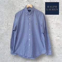 ラルフローレン　RALPH LAUREN ギンガムチェック　青　白　サイズL