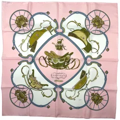 新品未使用　エルメス　カレ90 スプリングス　springs ピンク HERMES - 【中古】 エルメス スカーフ カレ90 シルク ピンク