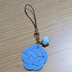 水引梅結びストラップ　空色　☆推し色　青色　水色　ブルー☆