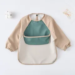 ☆ D ☆ L ☆ お食事エプロン 子供用 袖付き お食事エプロン ベビースタイ ベビー 赤ちゃん キッズ お食事スタイ 保育園 食事 女の子 男の子 食べこぼし スタイ 子供用 長袖 離乳食 掴み食べ ポケット エプロン おしゃれ オシャレ かわいい 可愛い