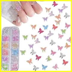 ネイルパーツ 蝶々 約60個セット 3D 立体 夜光 蝶 ネイルパーツ 大きめ 可愛い クリア バタフライ ネイルアート ジュエリーパーツ 蝶 パーツ レジン ハンドメイド デコパーツ