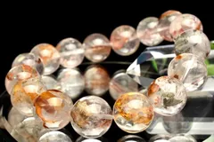 【１点物】マダガスカル産 ライモナイト＆マーカサイトインクォーツ　13-14mm　ブレスレット  パワーストーン 天然石 _M8520