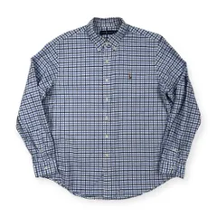 RALPH LAUREN ラルフローレン チェック柄 BD ボタンダウン 長袖 オックスフォード シャツ サイズ XL /ホワイト×ネイビーブルー